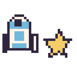 Pixel art R2-D2 mini et Étoile simple 12 × 12, grille 32 × 32