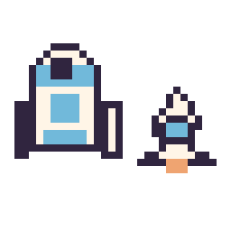 Pixel art R2-D2 mini et Fusée simple 12 × 12, grille 32 × 32