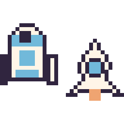 Pixel art R2-D2 mini et Fusée simple 16 × 16, grille 32 × 32