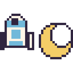Pixel art R2-D2 mini et Lune simple 16 × 16, grille 32 × 32