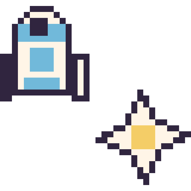 Modèle de pixel art R2-D2 mini et Etoile nether Minecraft 16 × 16 sur une grille de 32 par 32 cases