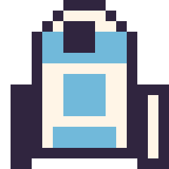 Pixel art R2-D2 mini 16 × 16, grille 16 × 16