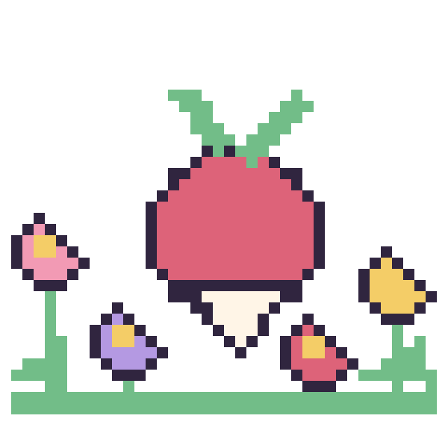Modèle de pixel art Radis dans le jardin sur une grille de 40 par 40 cases