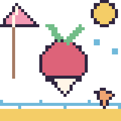Pixel art Radis à la plage, grille 40 × 40