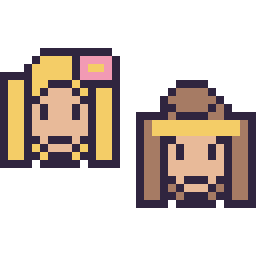 Pixel art Raiponce mini et Belle mini, grille 32 × 32