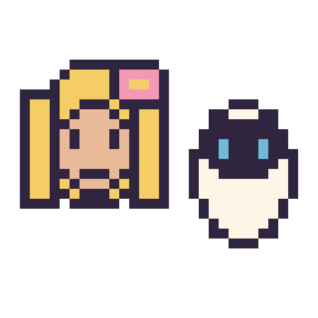 Modèle de pixel art Raiponce mini et EVE mini sur une grille de 32 par 32 cases