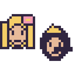Pixel art Raiponce mini et Pinocchio mini, grille 32 × 32