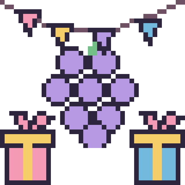 Modèle de pixel art Raisin pour un anniversaire sur une grille de 40 par 40 cases