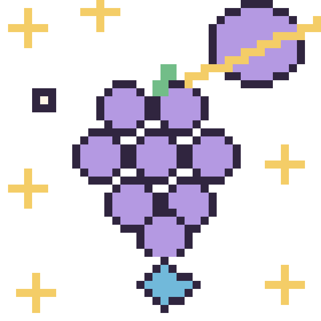 Modèle de pixel art Raisin dans l’espace sur une grille de 40 par 40 cases
