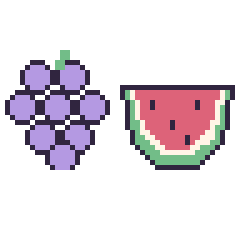 Pixel art Raisin et Pastèque, grille 48 × 48