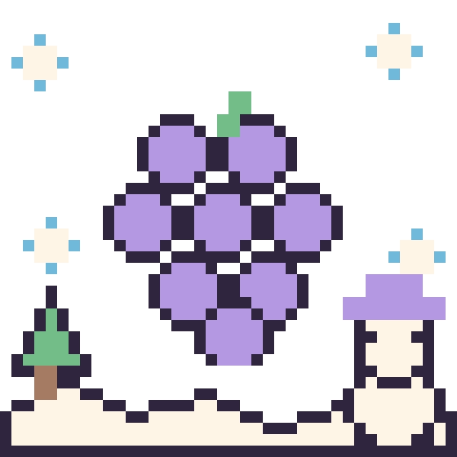 Modèle de pixel art Raisin en hiver sur une grille de 40 par 40 cases