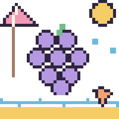 Pixel art Raisin à la plage, grille 40 × 40