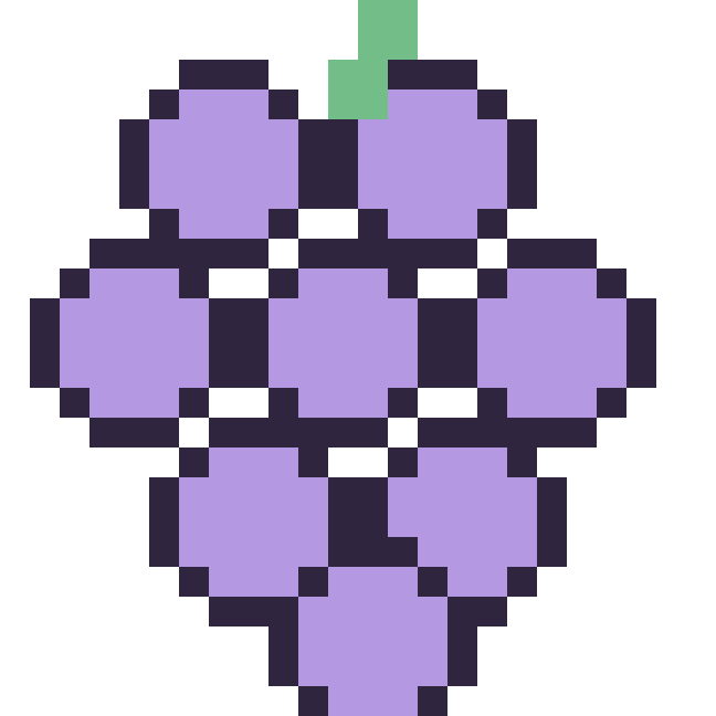 Modèle de pixel art Raisin sur une grille de 24 par 24 cases