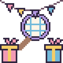 Pixel art Raquette pour un anniversaire, grille 40 × 40