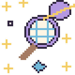 Pixel art Raquette dans l’espace, grille 40 × 40