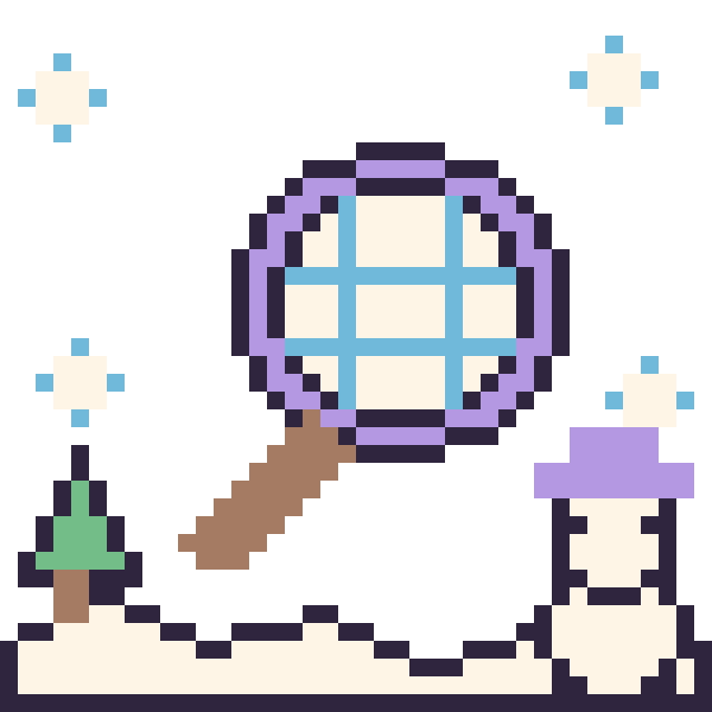 Modèle de pixel art Raquette en hiver sur une grille de 40 par 40 cases