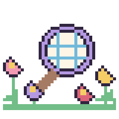 Pixel art Raquette dans le jardin, grille 40 × 40