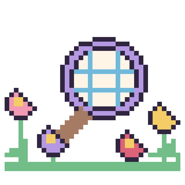 Modèle de pixel art Raquette dans le jardin sur une grille de 40 par 40 cases
