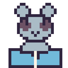 Pixel art Raton laveur avec un livre, grille 24 × 24