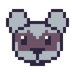 Pixel art Raton laveur, grille 24 × 24