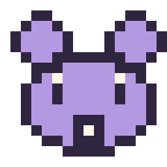 Pixel art Rattata mini 16 × 16, grille 16 × 16