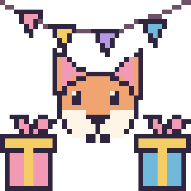 Modèle de pixel art Renard pour un anniversaire sur une grille de 40 par 40 cases