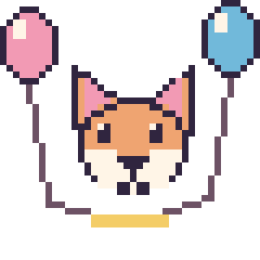 Pixel art Renard avec des ballons, grille 40 × 40