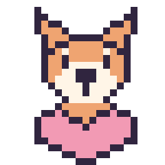 Pixel art Renard avec un cœur, grille 24 × 24
