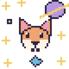Pixel art Renard dans l’espace, grille 40 × 40