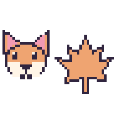 Pixel art Renard et Feuille d'érable, grille 48 × 48