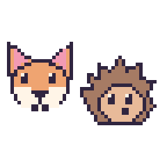 Pixel art Renard et Hérisson, grille 48 × 48