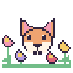 Pixel art Renard dans le jardin, grille 40 × 40
