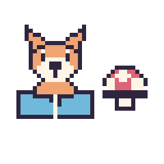 Pixel art Renard avec un livre et Champignon simple 12 × 12, grille 40 × 40