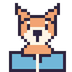Pixel art Renard avec un livre, grille 24 × 24