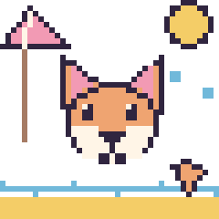 Pixel art Renard à la plage, grille 40 × 40