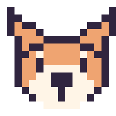 Pixel art Renard : portrait facile, grille 16 × 16