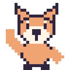 Pixel art Renard qui fait coucou, grille 24 × 24