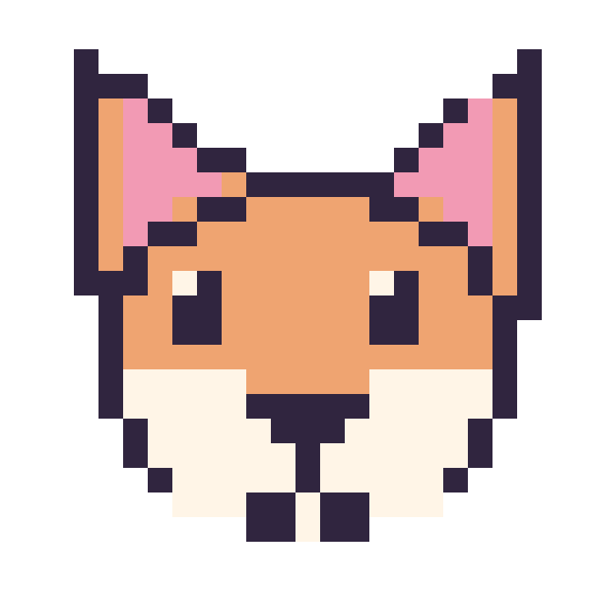 Modèle de pixel art Renard sur une grille de 24 par 24 cases