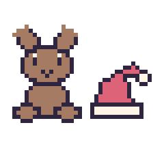 Pixel art Renne assis et Bonnet de Noël simple 16 × 16, grille 40 × 40