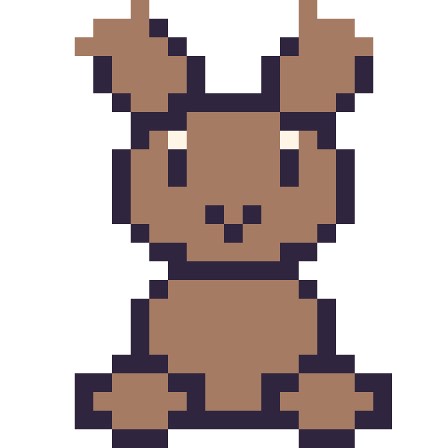 Modèle de pixel art Renne assis sur une grille de 24 par 24 cases