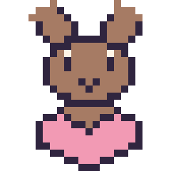 Pixel art Renne avec un cœur, grille 24 × 24