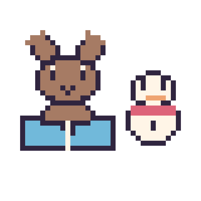 Modèle de pixel art Renne avec un livre et Bonhomme de neige simple 16 × 16 sur une grille de 40 par 40 cases