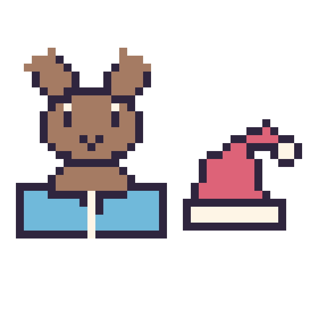 Modèle de pixel art Renne avec un livre et Bonnet de Noël simple 16 × 16 sur une grille de 40 par 40 cases