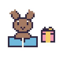 Pixel art Renne avec un livre et Cadeau simple 10 × 10, grille 40 × 40