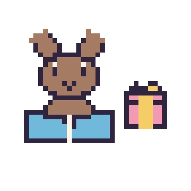 Modèle de pixel art Renne avec un livre et Cadeau simple 10 × 10 sur une grille de 40 par 40 cases
