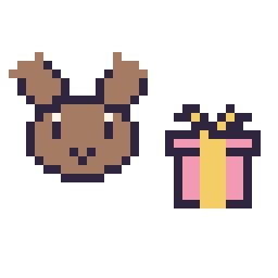 Pixel art Renne en portrait et Cadeau simple 12 × 12, grille 32 × 32