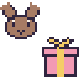 Pixel art Renne en portrait et Cadeau simple 16 × 16, grille 32 × 32