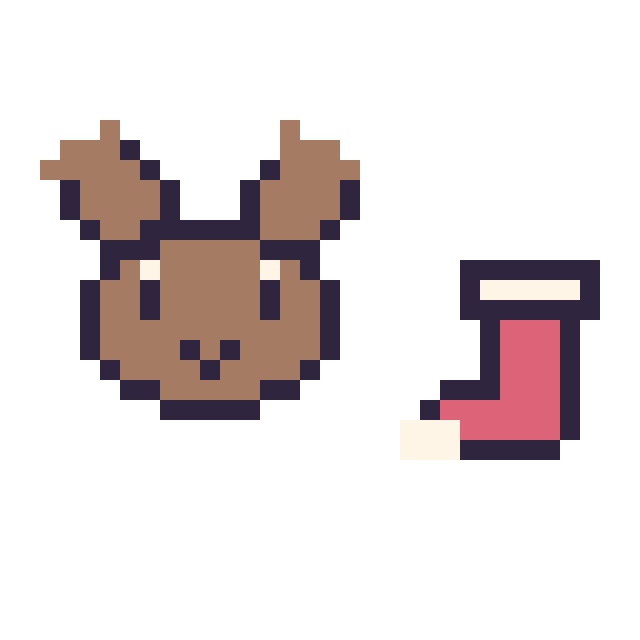 Modèle de pixel art Renne en portrait et Chaussette de Noël simple 10 × 10 sur une grille de 32 par 32 cases