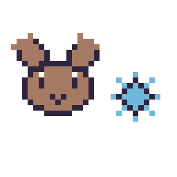 Pixel art Renne en portrait et Flocon simple 10 × 10, grille 32 × 32