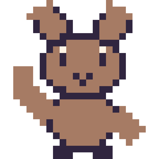 Modèle de pixel art Renne qui fait coucou sur une grille de 24 par 24 cases